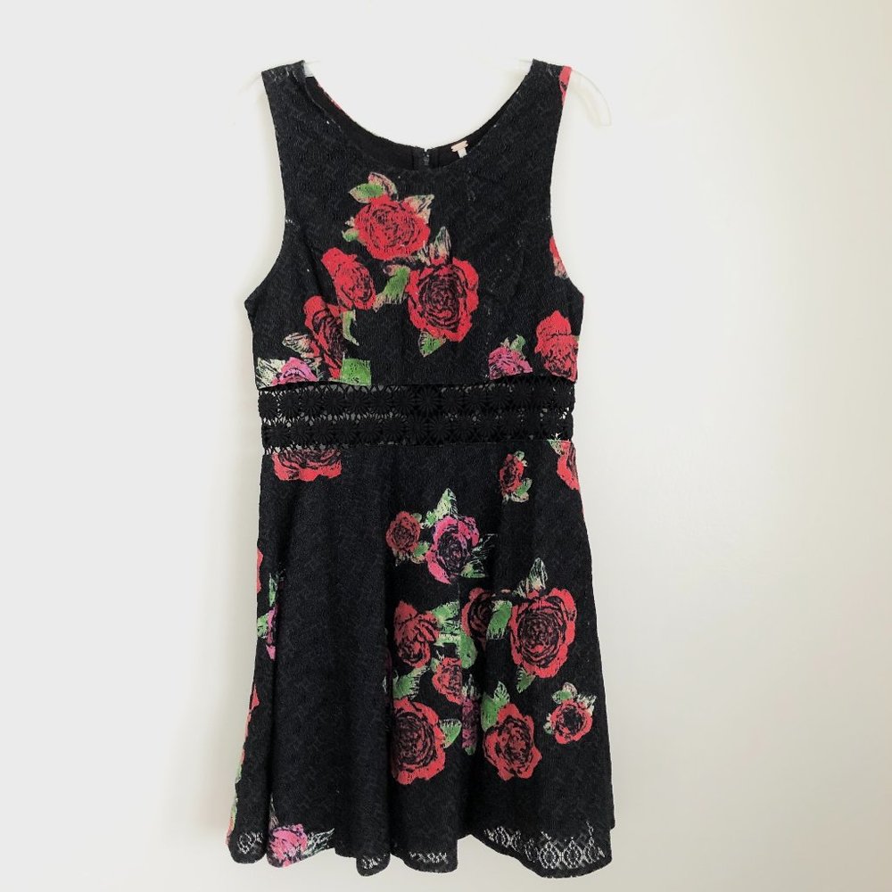 Free People Lace Eyelet Sheer Panel Flowy Dress